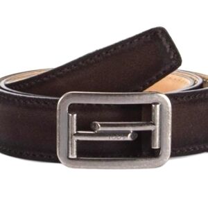 Mens Tod's Double T Brown Suede Belt Size 90